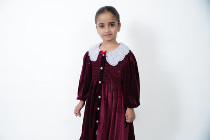 Model (4) Maroon Velvet Dress