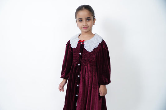 Model (4) Maroon Velvet Dress