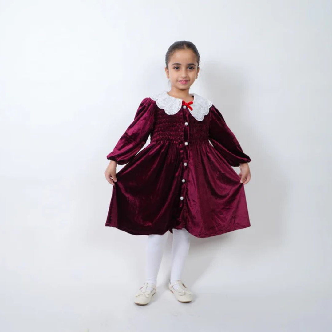 Model (4) Maroon Velvet Dress