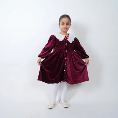 Model (4) Maroon Velvet Dress
